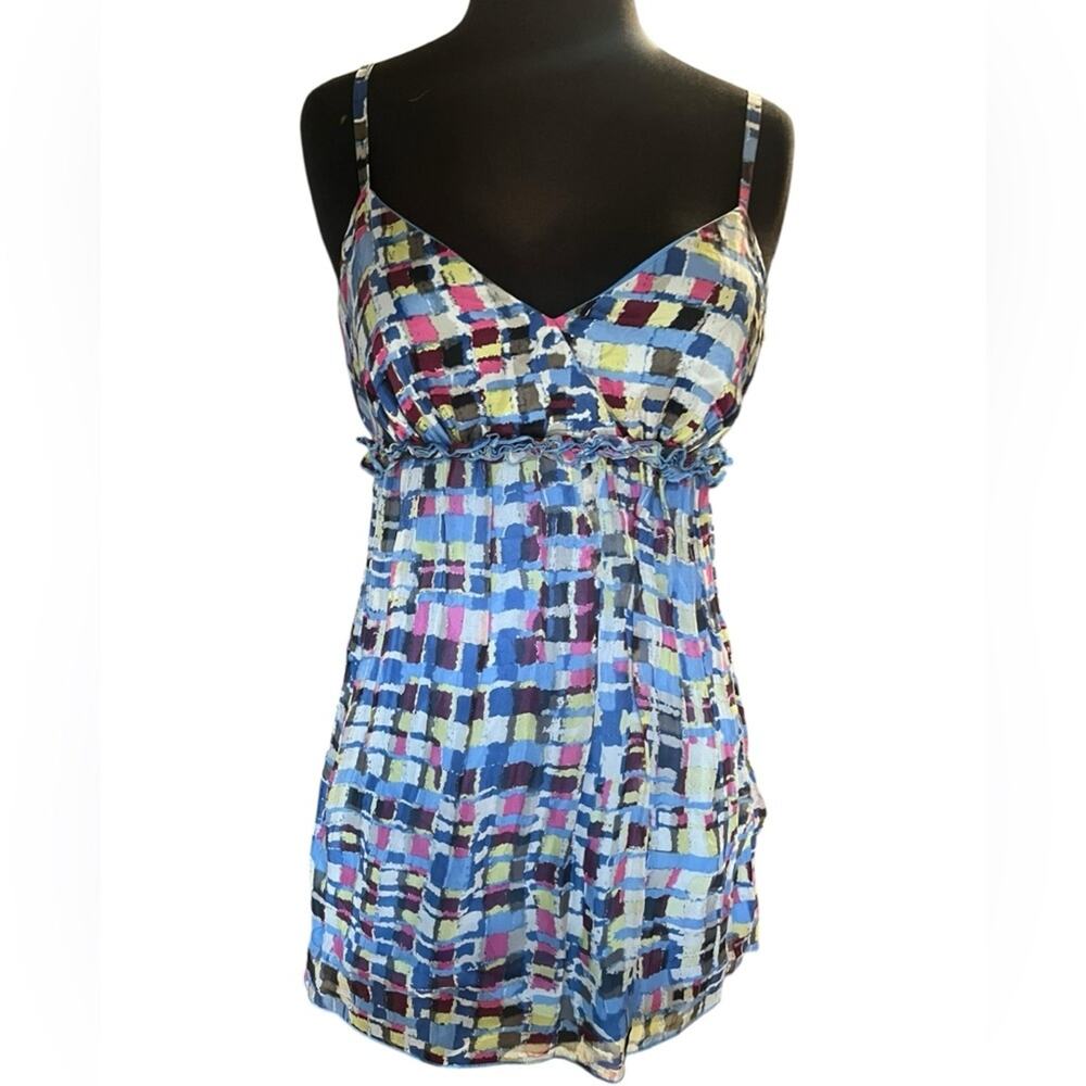 Y2K Kensie Silk Babydoll Cami Going Out Top S Artsy Boho Feminine Girly Colorful